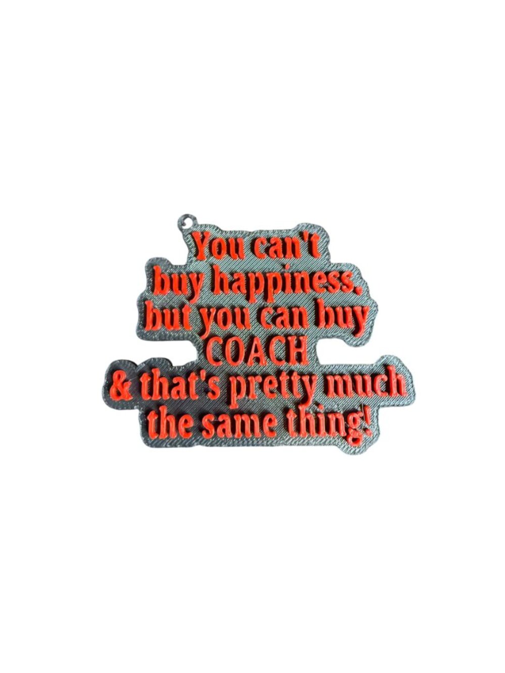 COACH Black Leather Key & Card Holder Charm with Red Quote Plaque - Picture 2 of 2